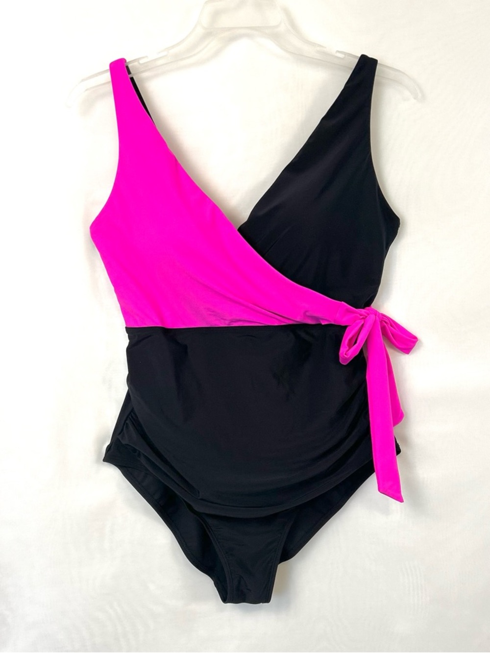 New B2Prity Women’s One Piece Wrap Style Pink and Black Swimsuit / XL